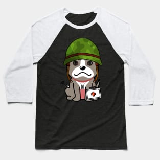 Cute grey dog is an army medic Baseball T-Shirt